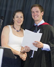 Dr Edward Collins, winner of the M and J McCarthy Prize for Consistent Performance, pictured with Lara McCarthy