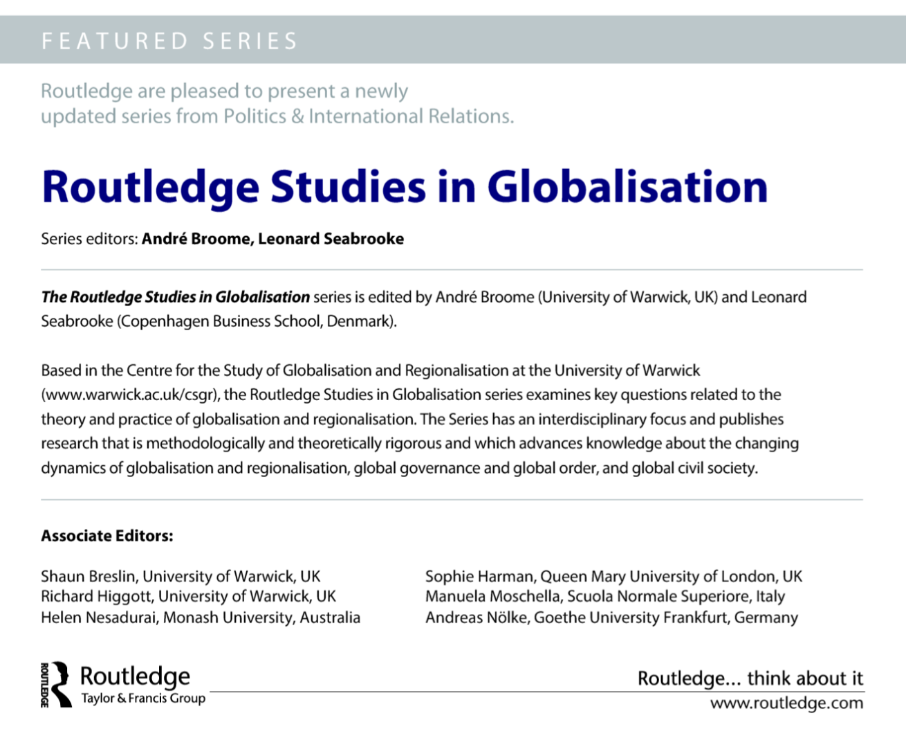 Routledge Studies in Globalisation - new series flyer2