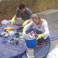 Green Steps interns performing a waste audit