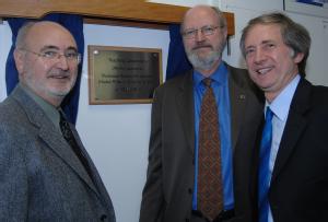 Peace prize winning chemist Professor Robert H. Grubbs and Professor Peter Sadler, Head of Chemistry at University of Warwick, open the new £2.3 million chemistry labs