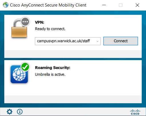Cisco AnyConnect client Ready to Connect window-13