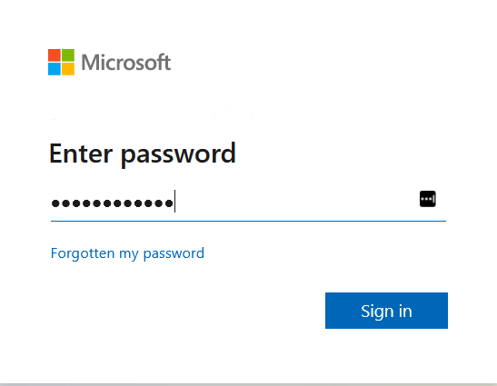 Microsoft Enter passwrod window image