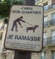 colour photo of Paris street sign re dog mess