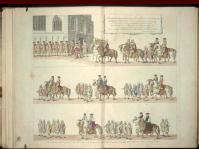 5. Press mark 604 k 1 (1).   Coloured illustration of the Lord Chamberlain’s procession at James II’s opening of Parliament in 1685 – page 3 of 7.