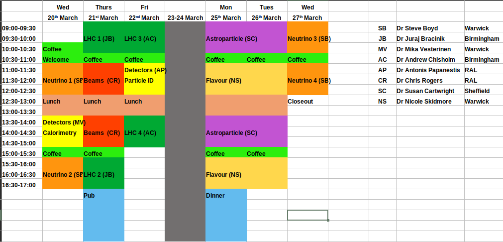 Warwick Week 2024 Timetable