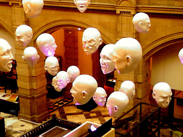 Floating heads art installation