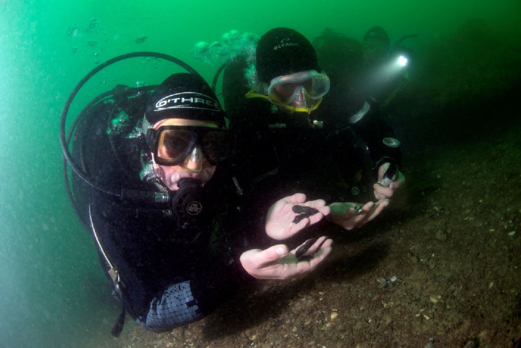 Divers at Bouldnor Cliff