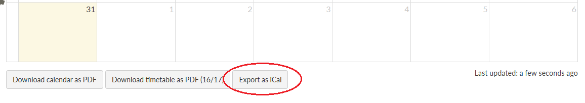 Timetable export ical