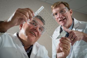 Professor David Haddleton (left) Nigel Davis CEO of Medherant (right)
