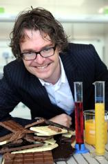 Dr Stefan Cox has found a way to make lower fat chocolate using fruit juice