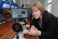 Professor Pam Thomas - University of Warwick-  with the Zero-Birefringence Optical Temperature Sensor 